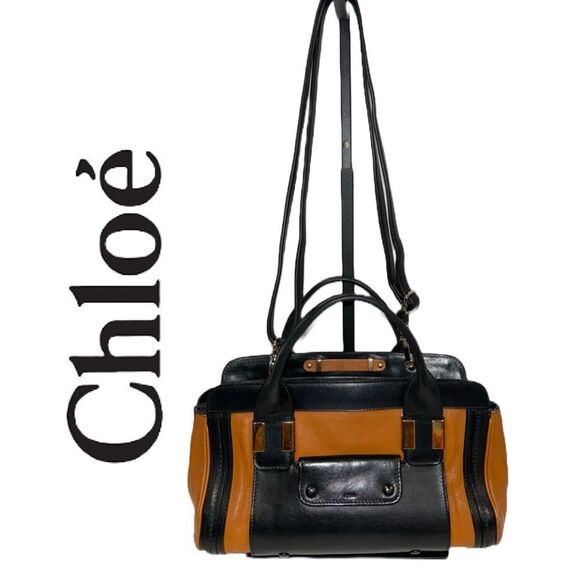 Chloé Leather Alice Shoulder‎ Crossbody Bag - Black and Brownish Orange - Picture 3 of 7